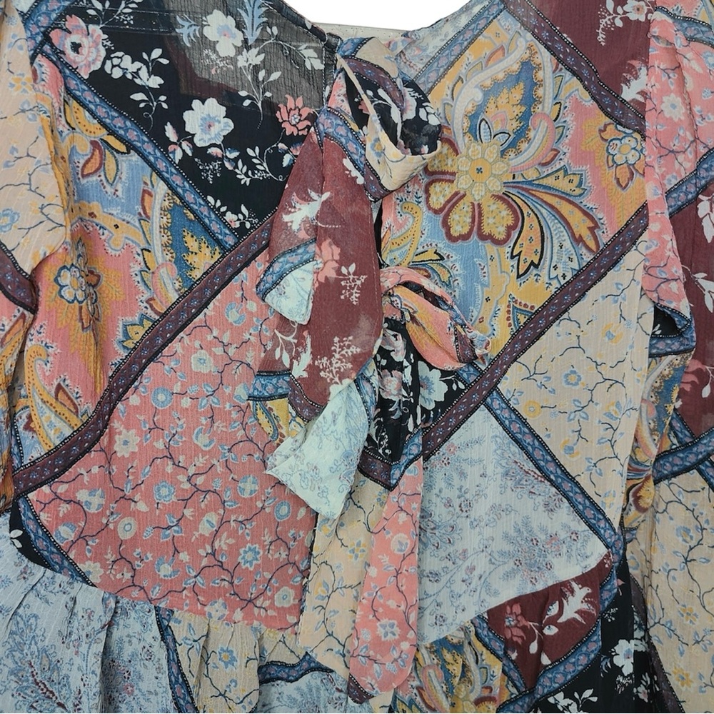 American Eagle Boho Patchwork Graphic Print Long … - image 7